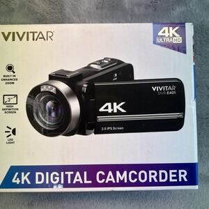 Vivitar 4K Ultra HD Digital Camcorder DVR E401 New In Box Black - Zoom Led Light